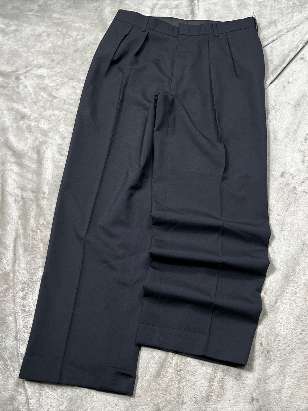 Vintage Brooks Brothers Wool Pleated Pants Mens 32x28 Blue Preppy Baggy USA Made